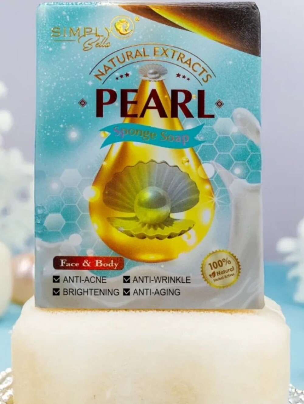 New Pearl Sponge Soap Natual Extracts Anti Aging Anti Wrinkle